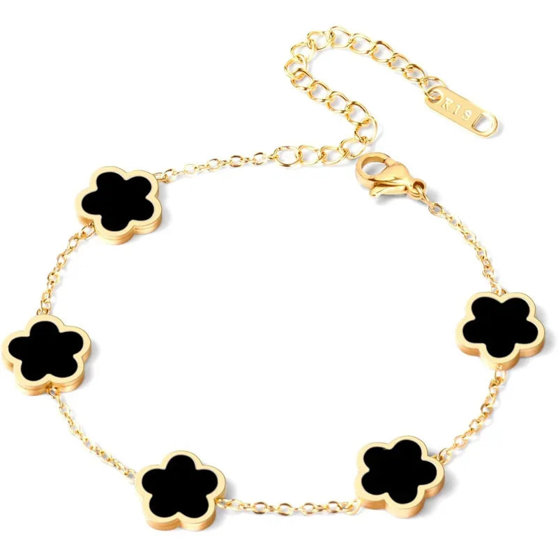 2025 Silver/Gold Plated New Stainless Steel Jewelry Bracelet Plum Blossom Five Leaf Flower Women's High Quality Clover