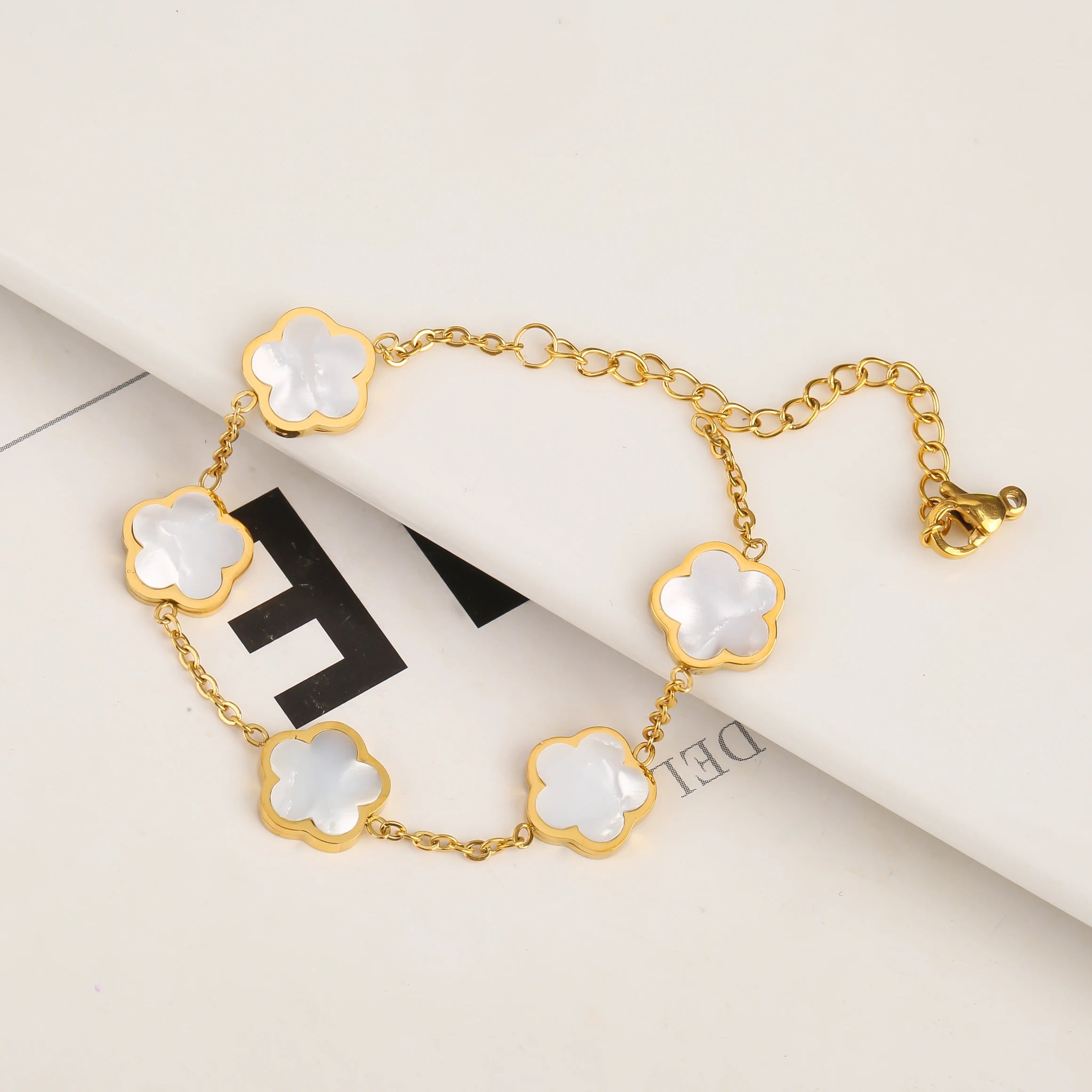 2025 Silver/Gold Plated New Stainless Steel Jewelry Bracelet Plum Blossom Five Leaf Flower Women's High Quality Clover