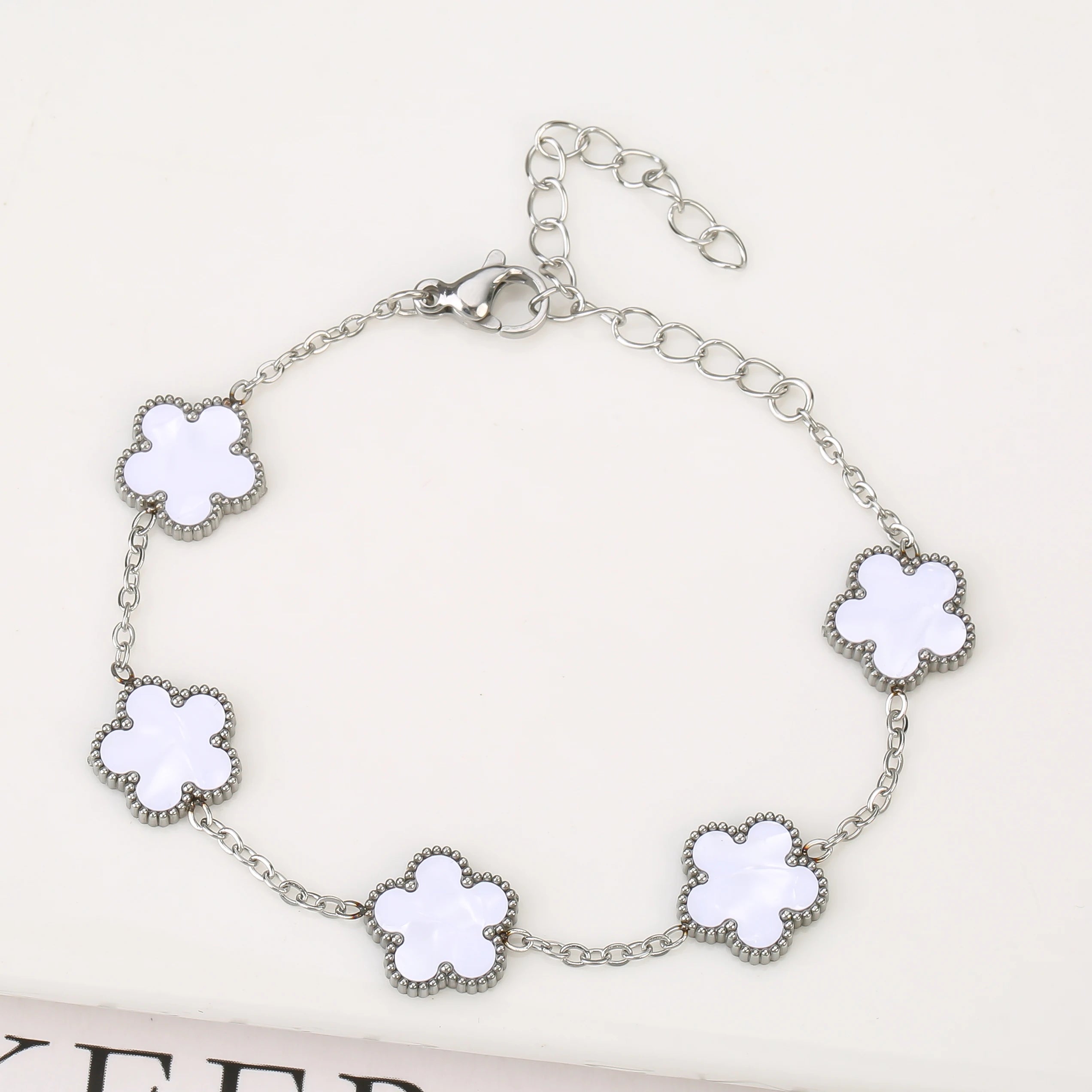 2025 Silver/Gold Plated New Stainless Steel Jewelry Bracelet Plum Blossom Five Leaf Flower Women's High Quality Clover