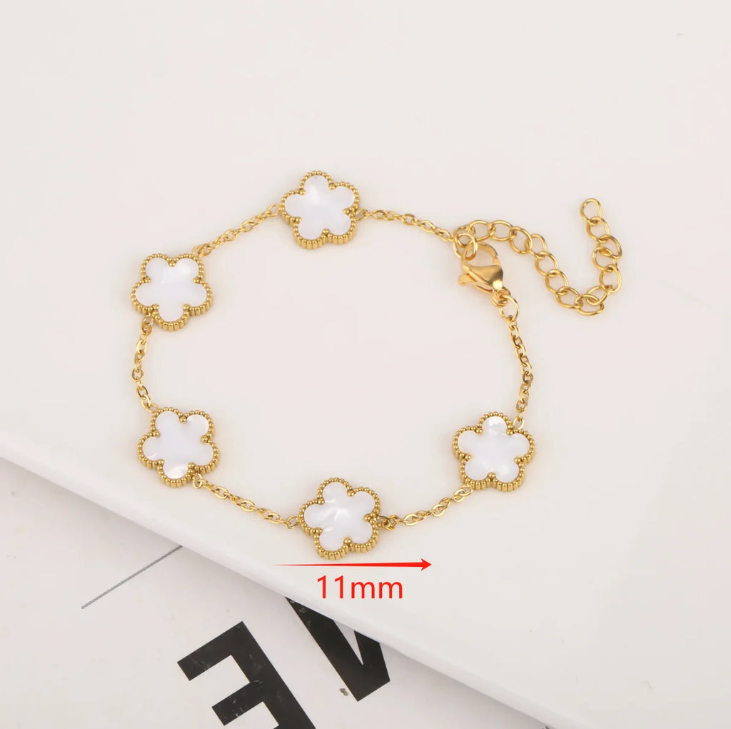 2025 Silver/Gold Plated New Stainless Steel Jewelry Bracelet Plum Blossom Five Leaf Flower Women's High Quality Clover