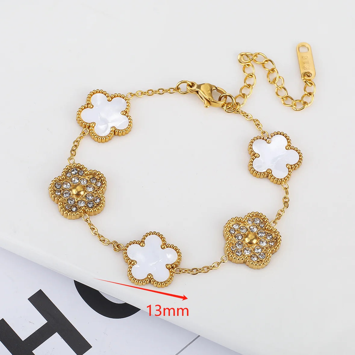 2025 Silver/Gold Plated New Stainless Steel Jewelry Bracelet Plum Blossom Five Leaf Flower Women's High Quality Clover