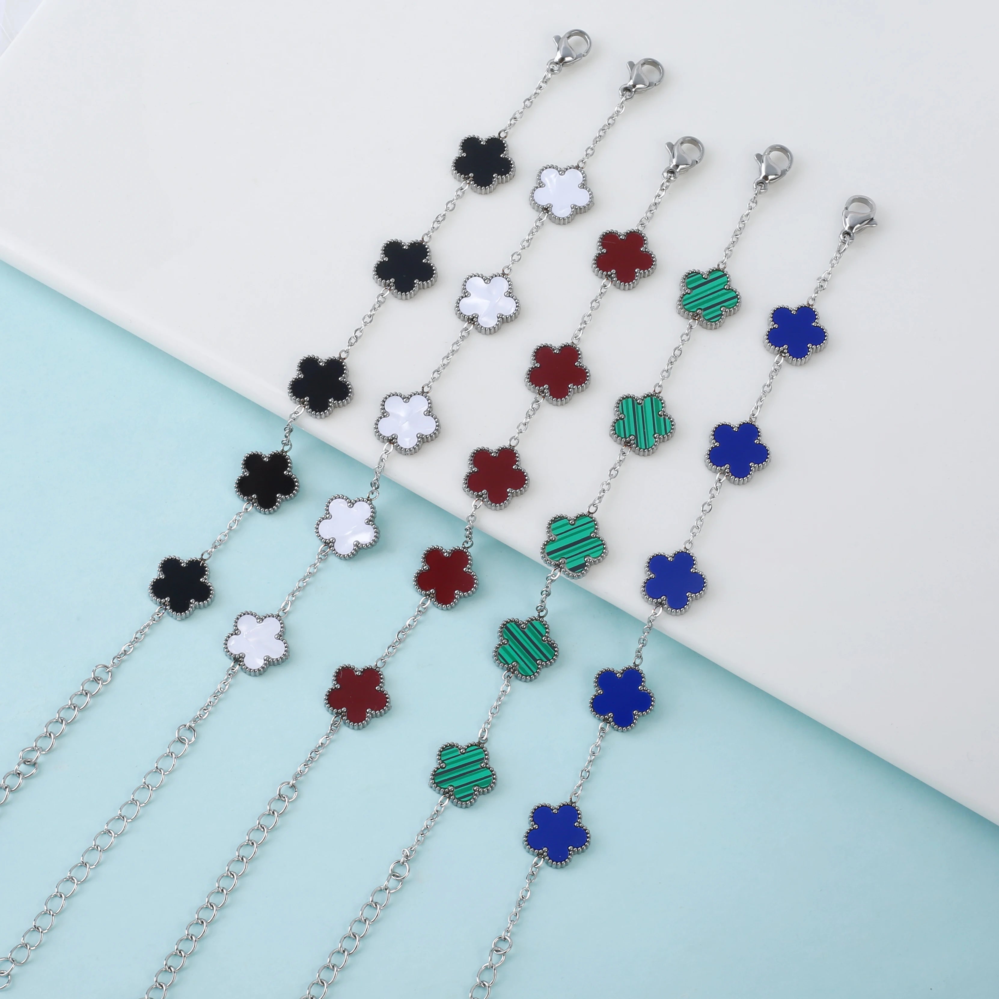 2025 Silver/Gold Plated New Stainless Steel Jewelry Bracelet Plum Blossom Five Leaf Flower Women's High Quality Clover