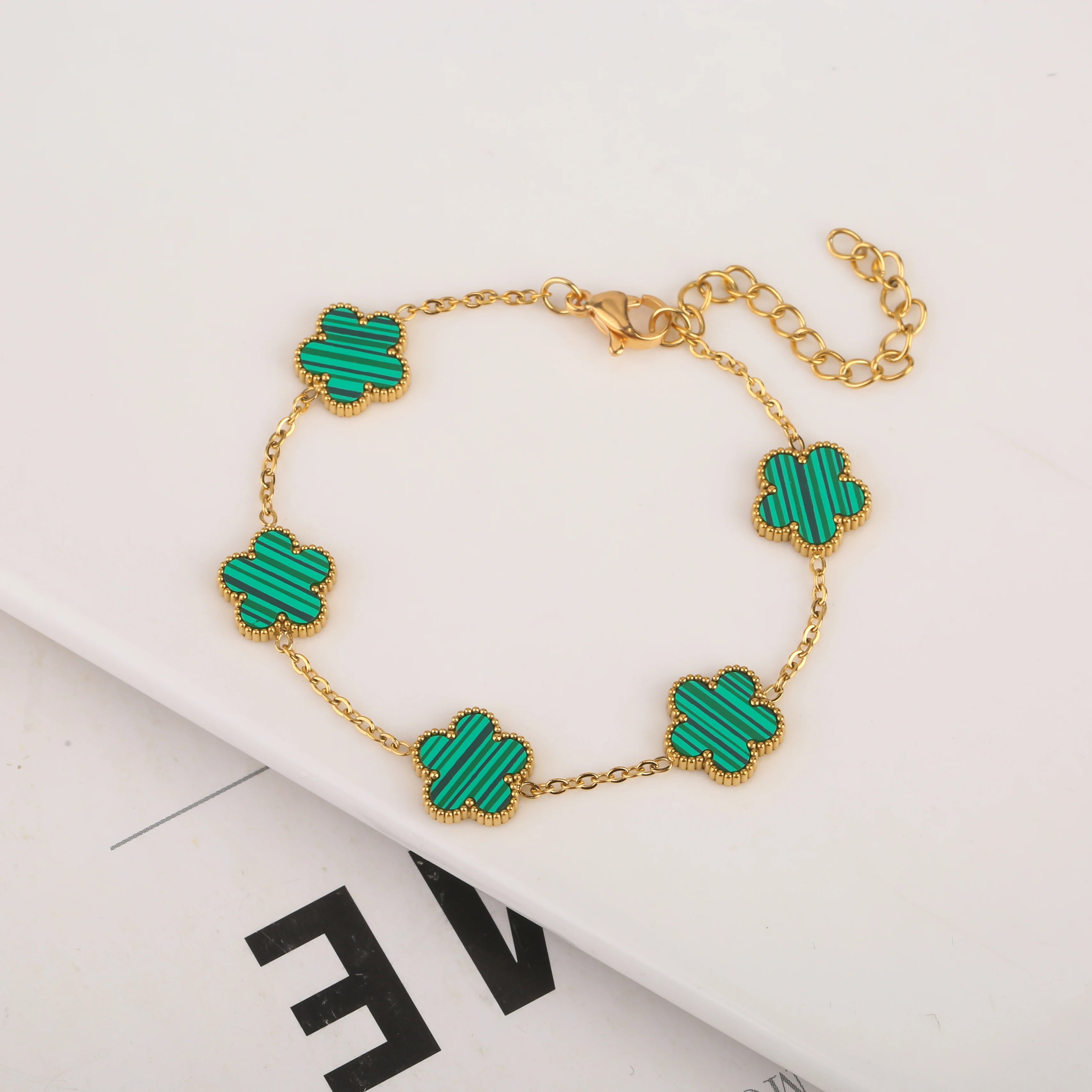 2025 Silver/Gold Plated New Stainless Steel Jewelry Bracelet Plum Blossom Five Leaf Flower Women's High Quality Clover