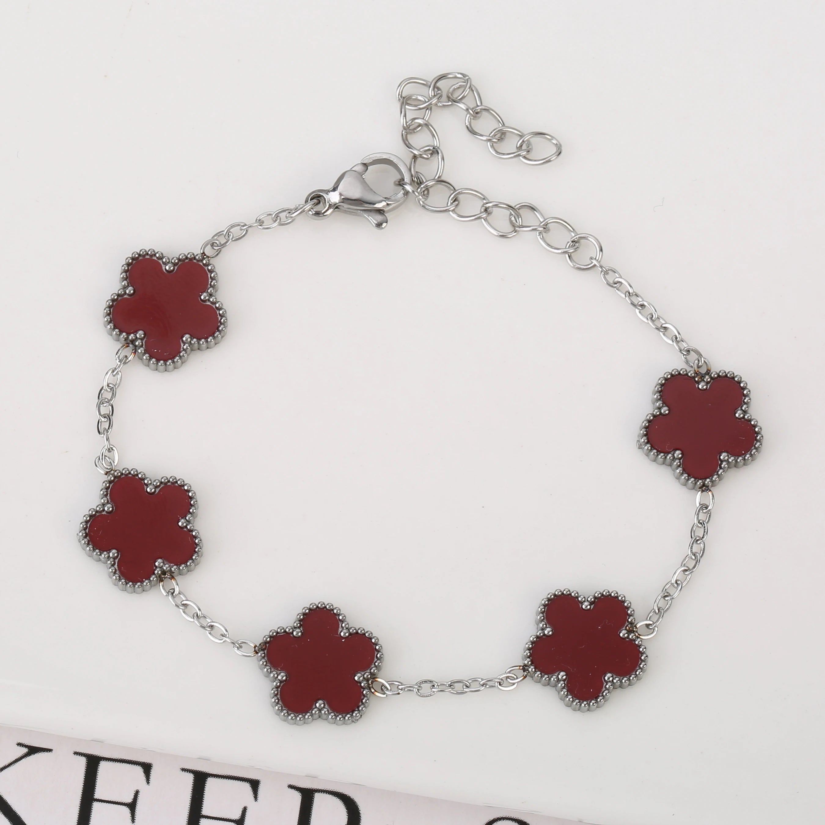 2025 Silver/Gold Plated New Stainless Steel Jewelry Bracelet Plum Blossom Five Leaf Flower Women's High Quality Clover