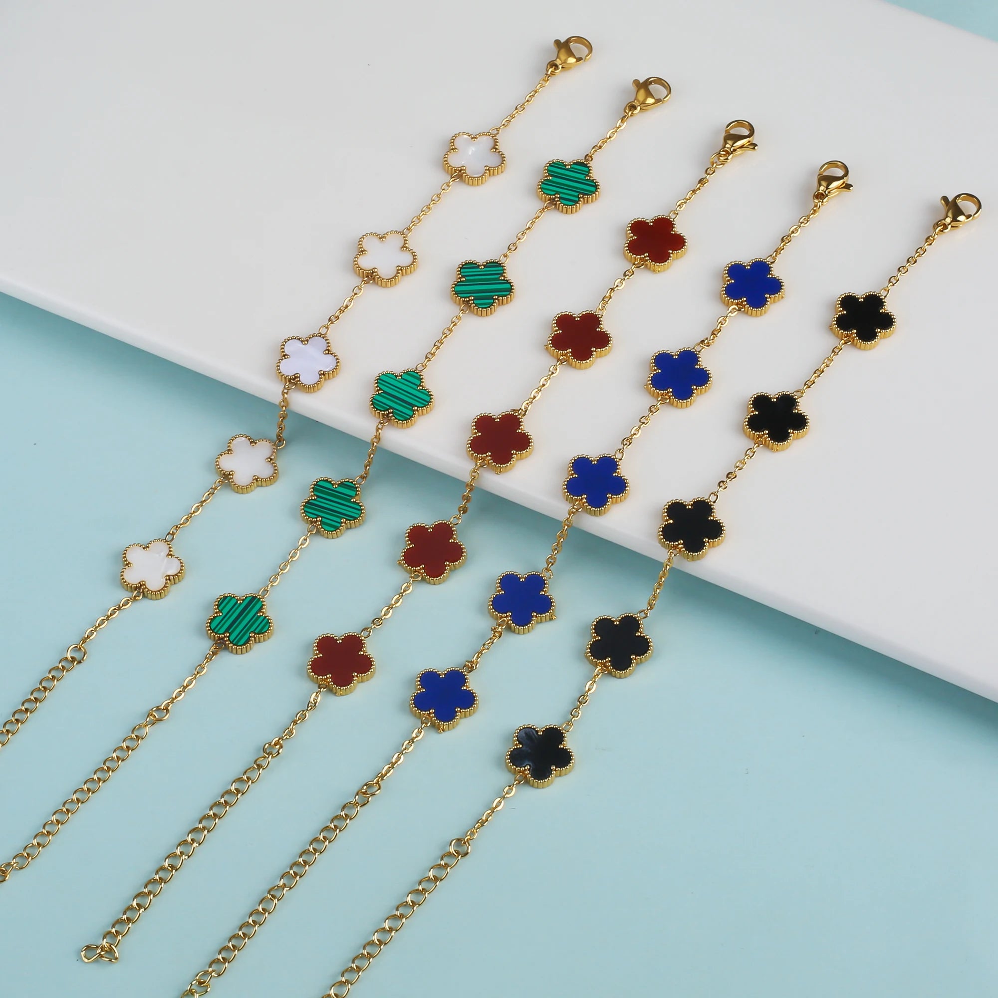 2025 Silver/Gold Plated New Stainless Steel Jewelry Bracelet Plum Blossom Five Leaf Flower Women's High Quality Clover
