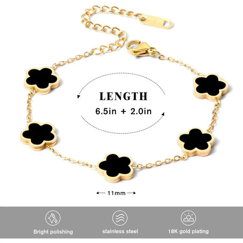 2025 Silver/Gold Plated New Stainless Steel Jewelry Bracelet Plum Blossom Five Leaf Flower Women's High Quality Clover
