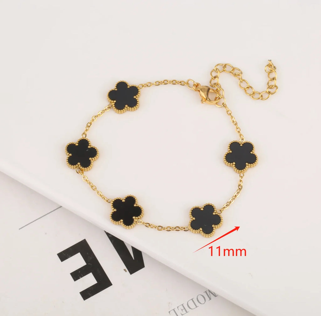 2025 Silver/Gold Plated New Stainless Steel Jewelry Bracelet Plum Blossom Five Leaf Flower Women's High Quality Clover