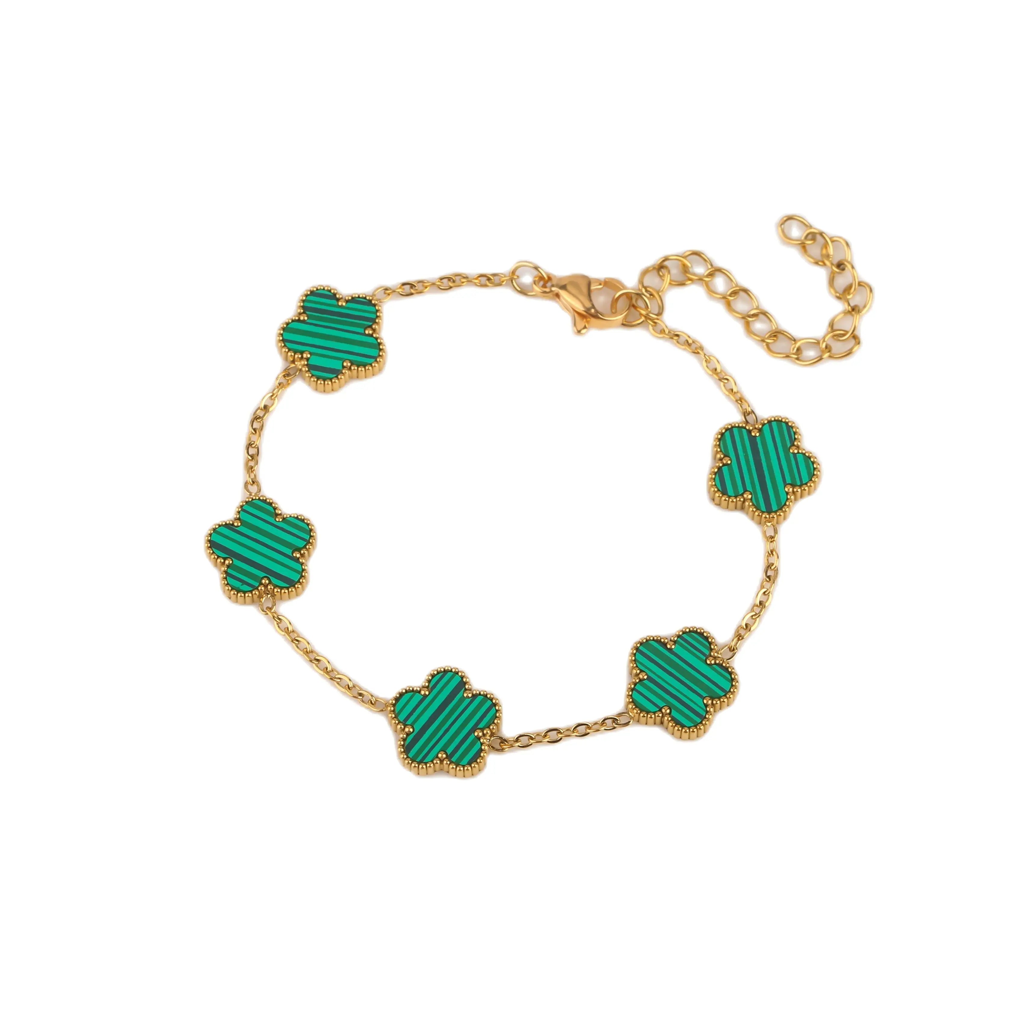 2025 Silver/Gold Plated New Stainless Steel Jewelry Bracelet Plum Blossom Five Leaf Flower Women's High Quality Clover
