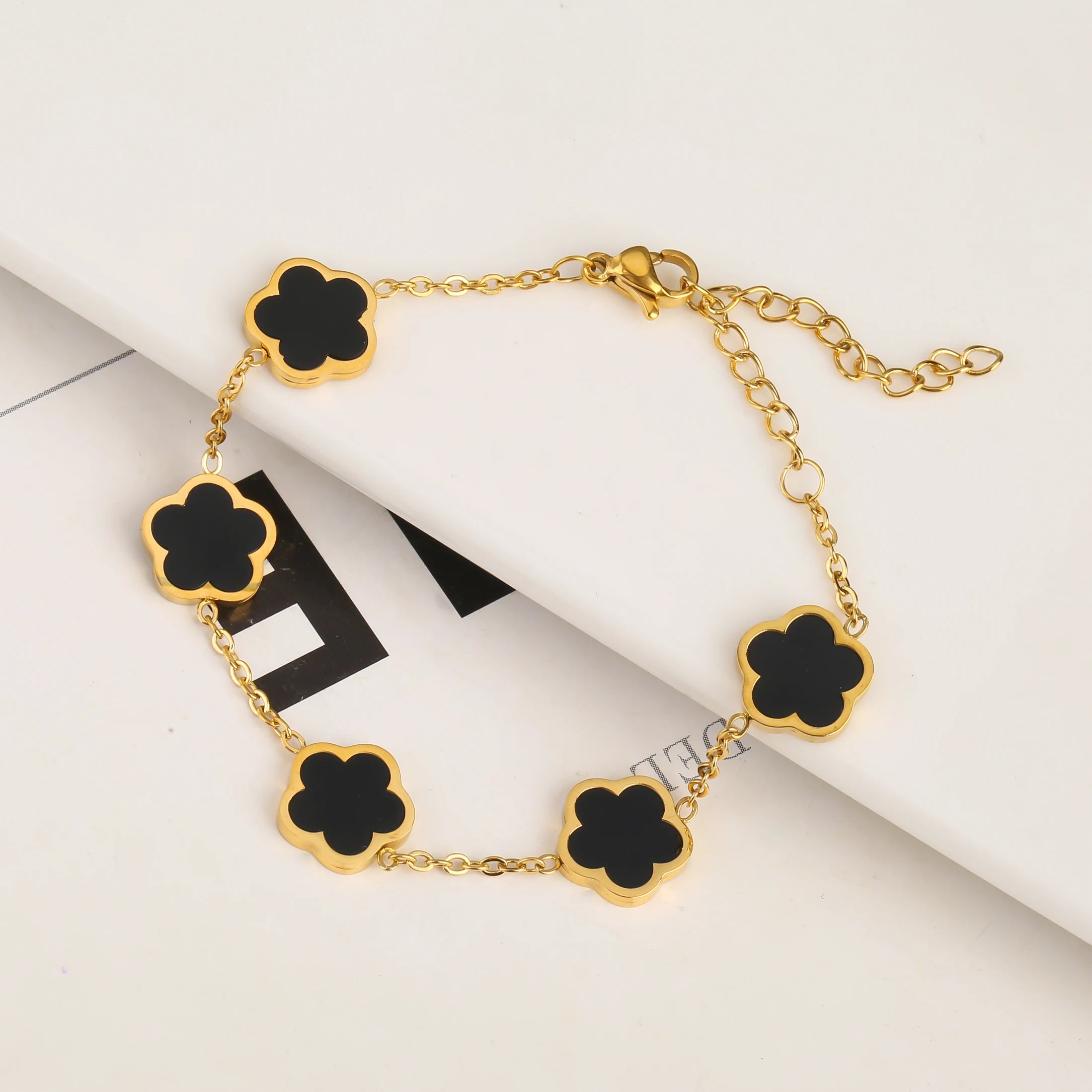 2025 Silver/Gold Plated New Stainless Steel Jewelry Bracelet Plum Blossom Five Leaf Flower Women's High Quality Clover