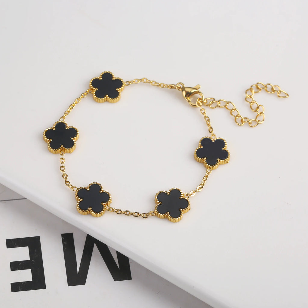 2025 Silver/Gold Plated New Stainless Steel Jewelry Bracelet Plum Blossom Five Leaf Flower Women's High Quality Clover