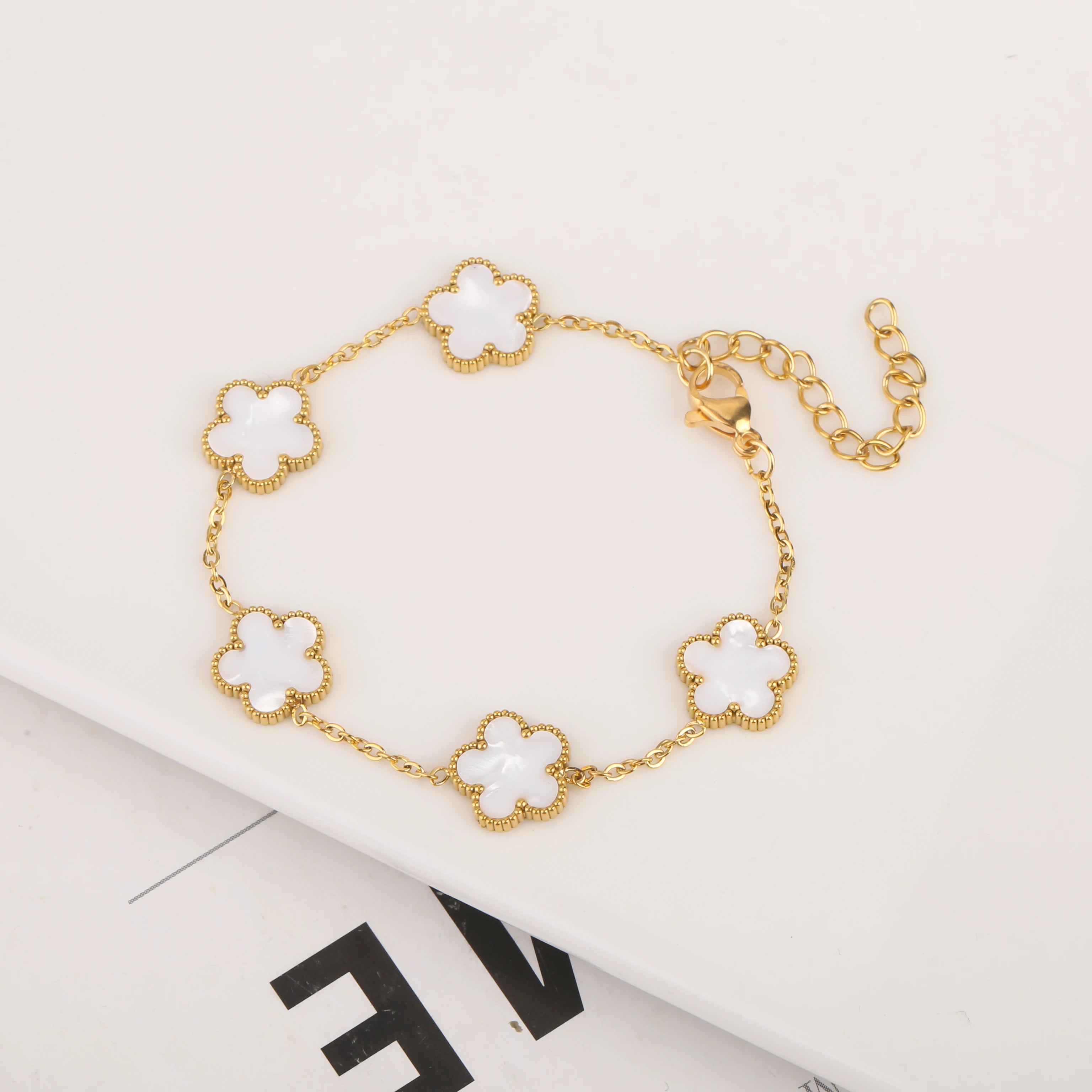 2025 Silver/Gold Plated New Stainless Steel Jewelry Bracelet Plum Blossom Five Leaf Flower Women's High Quality Clover