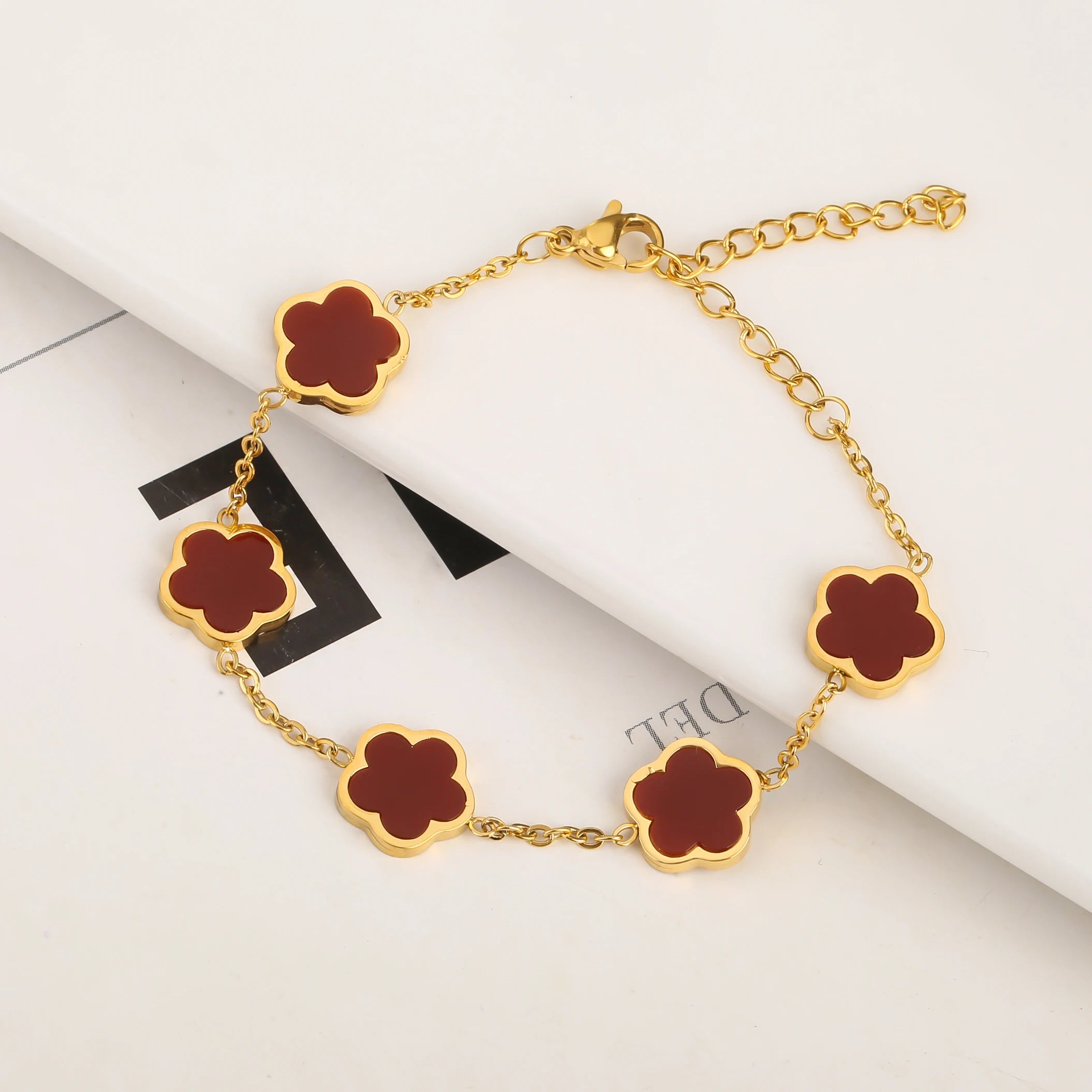 2025 Silver/Gold Plated New Stainless Steel Jewelry Bracelet Plum Blossom Five Leaf Flower Women's High Quality Clover