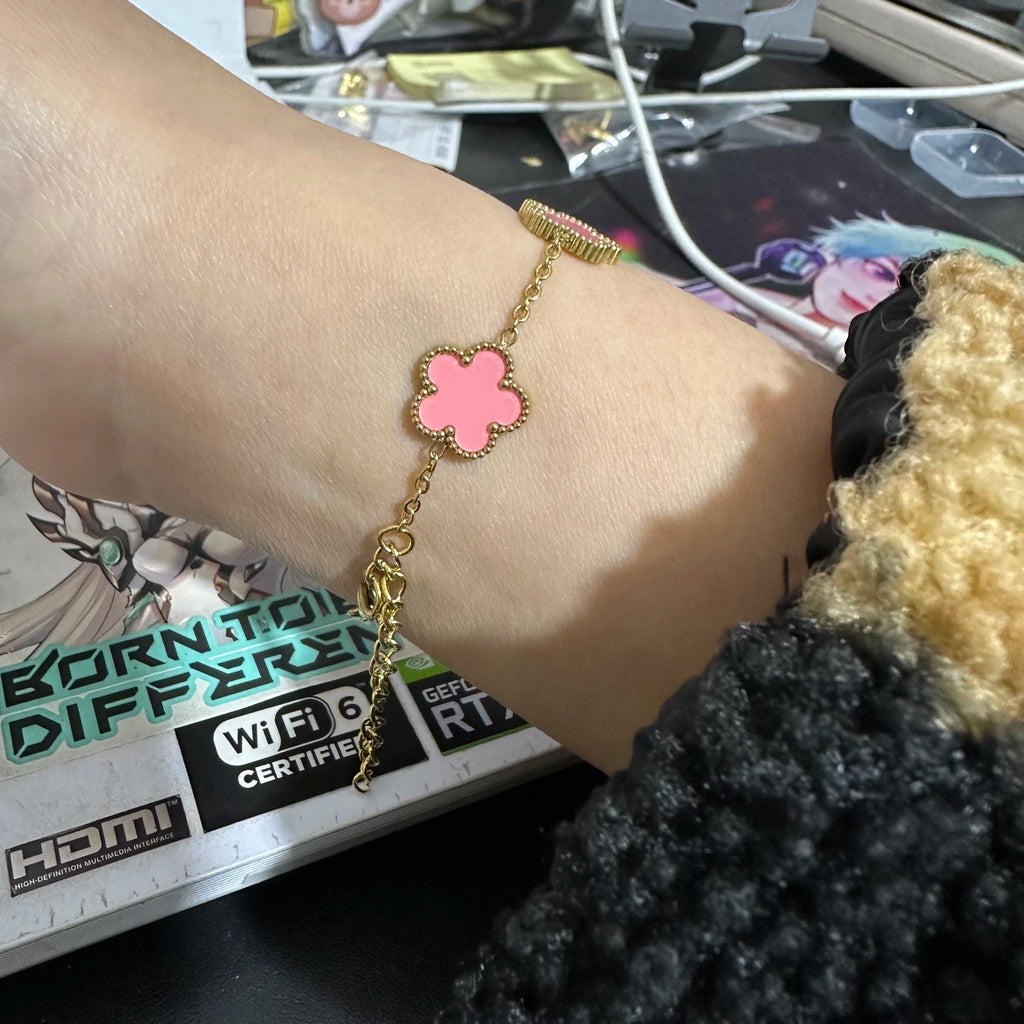 2025 Silver/Gold Plated New Stainless Steel Jewelry Bracelet Plum Blossom Five Leaf Flower Women's High Quality Clover
