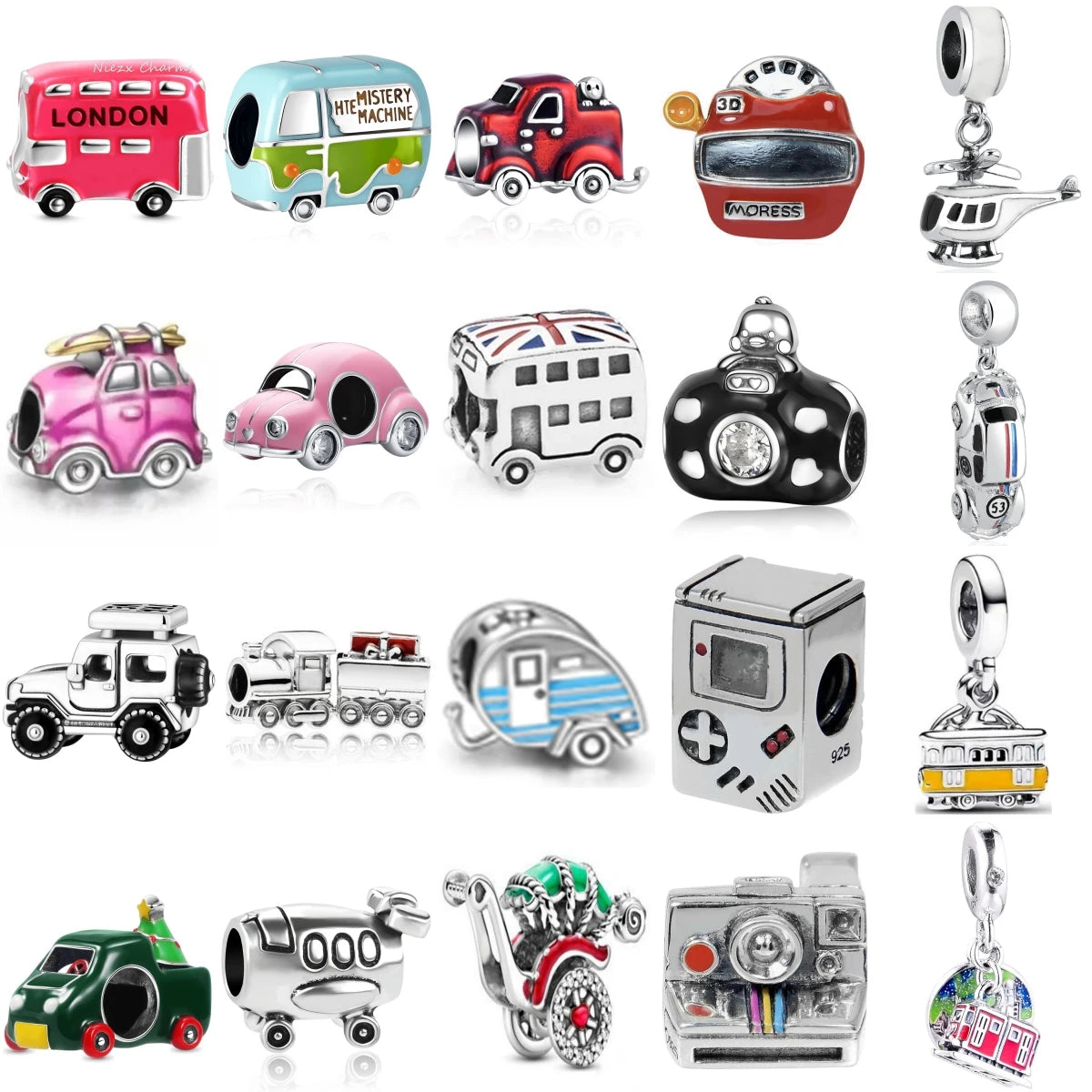 Pingente em Prata 925 Meios de Transporte – Compatível com Pulseiras de Charms