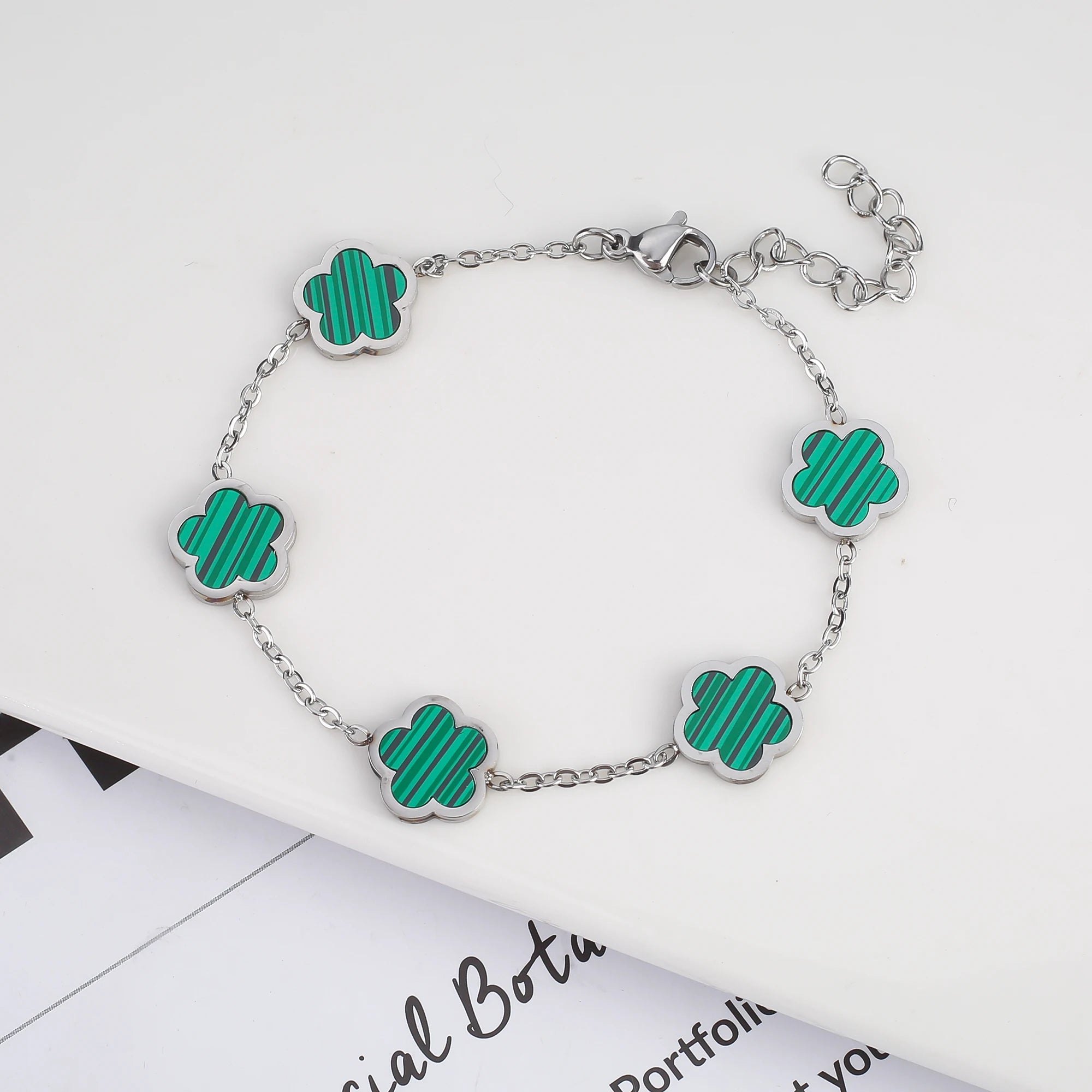 2025 Silver/Gold Plated New Stainless Steel Jewelry Bracelet Plum Blossom Five Leaf Flower Women's High Quality Clover