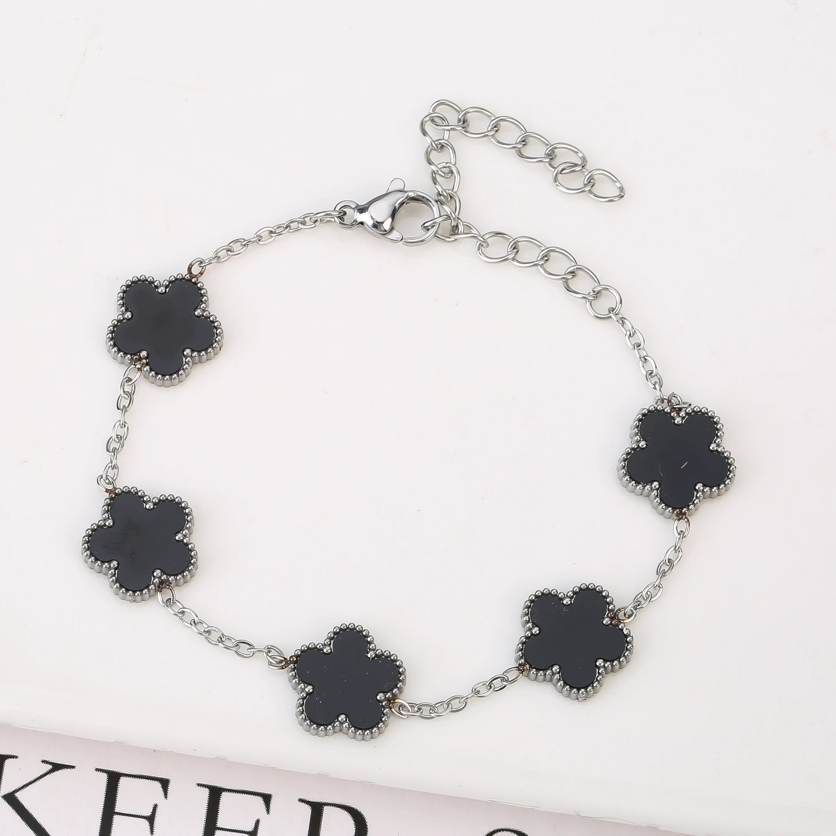 2025 Silver/Gold Plated New Stainless Steel Jewelry Bracelet Plum Blossom Five Leaf Flower Women's High Quality Clover
