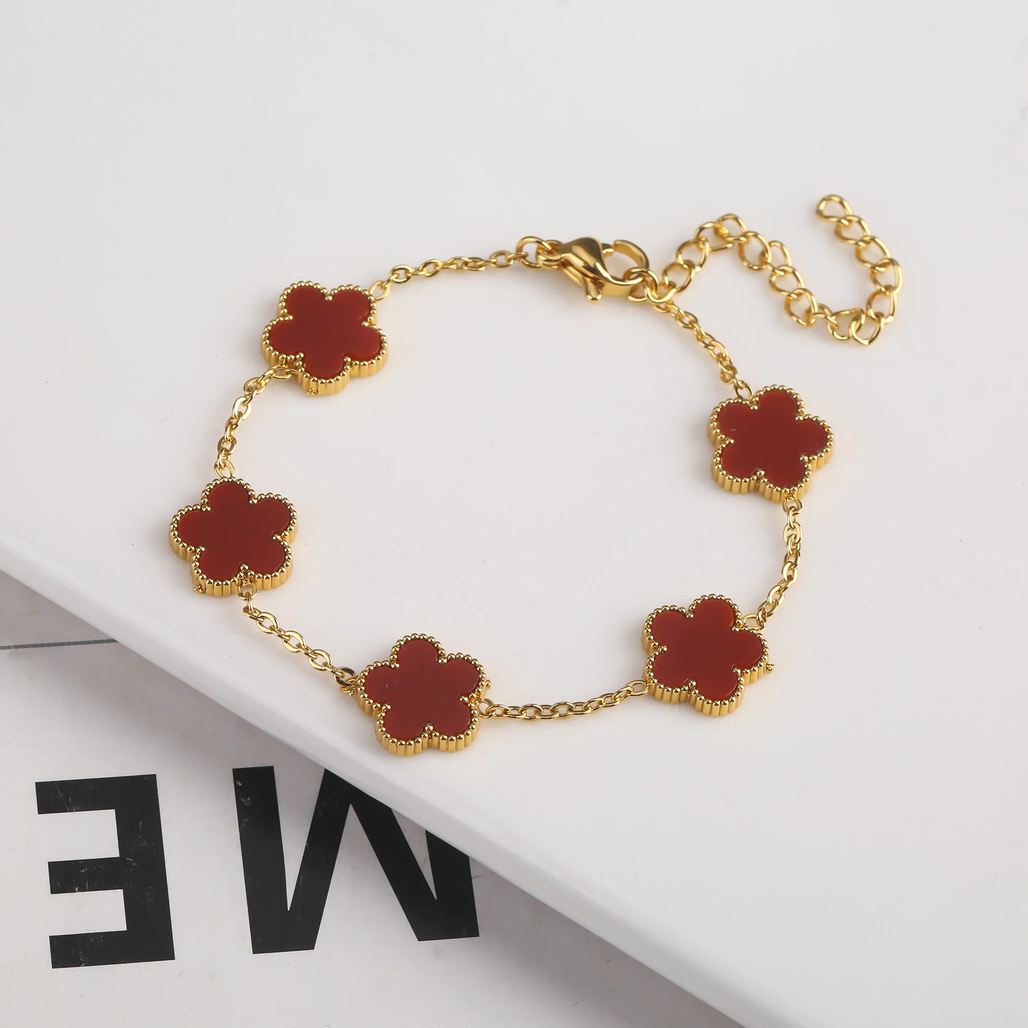 2025 Silver/Gold Plated New Stainless Steel Jewelry Bracelet Plum Blossom Five Leaf Flower Women's High Quality Clover
