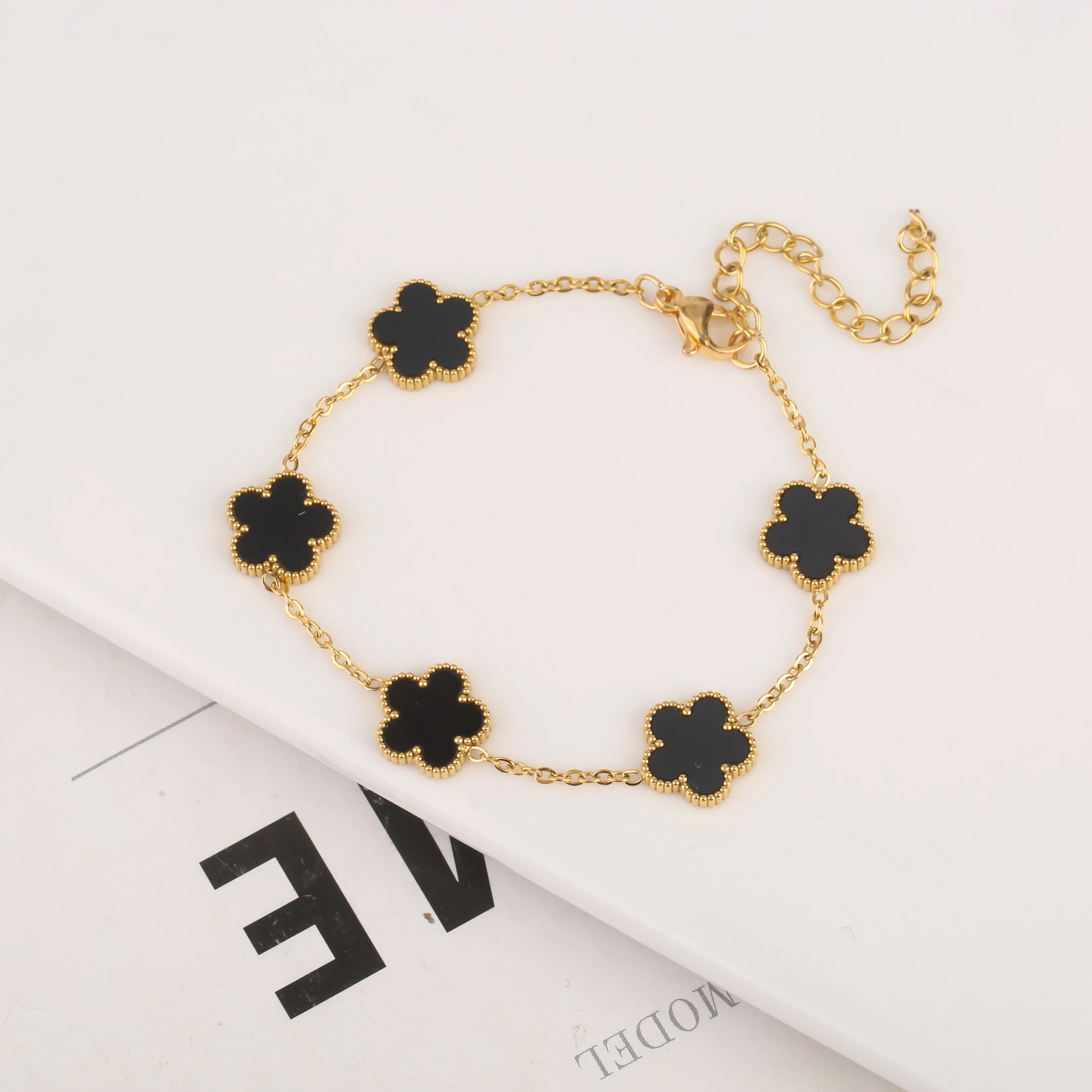 2025 Silver/Gold Plated New Stainless Steel Jewelry Bracelet Plum Blossom Five Leaf Flower Women's High Quality Clover