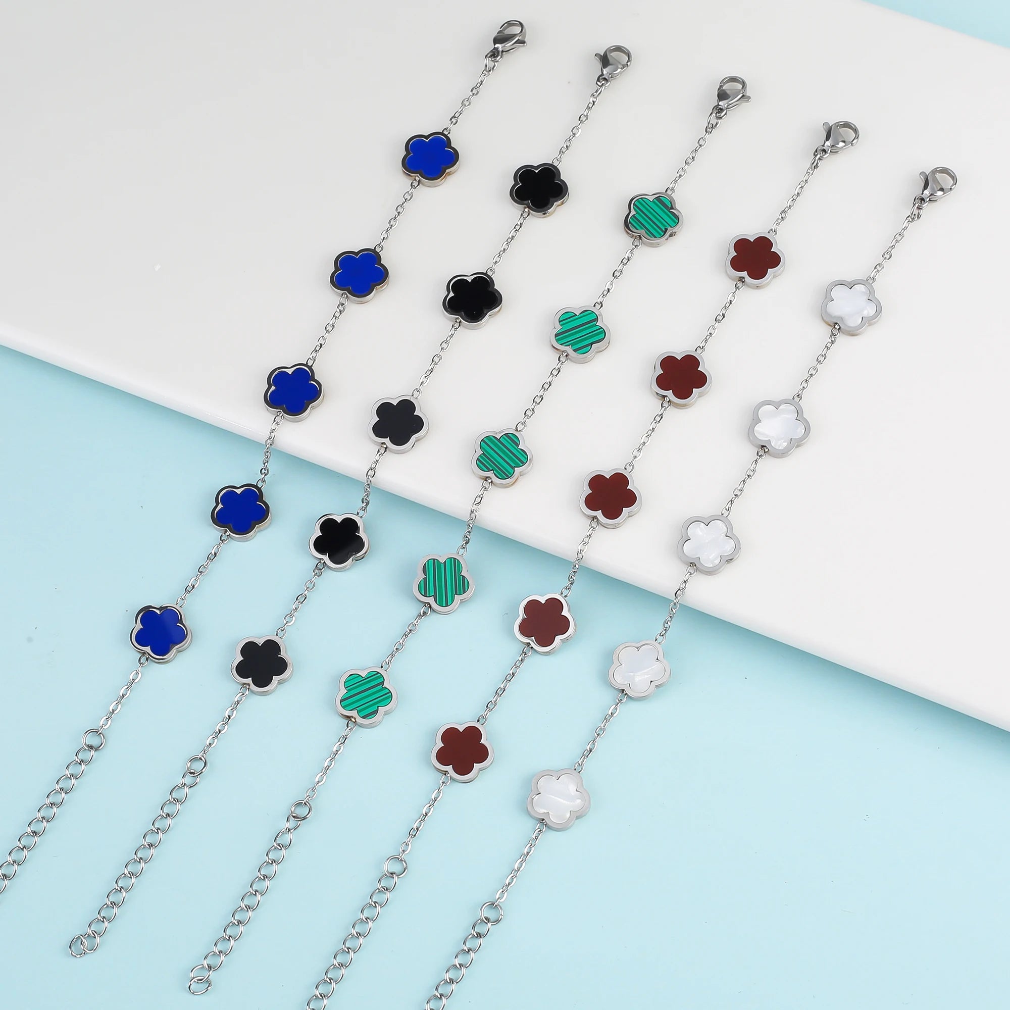 2025 Silver/Gold Plated New Stainless Steel Jewelry Bracelet Plum Blossom Five Leaf Flower Women's High Quality Clover