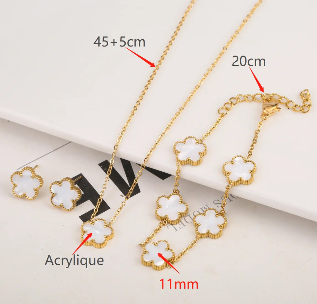 2025 Silver/Gold Plated New Stainless Steel Jewelry Bracelet Plum Blossom Five Leaf Flower Women's High Quality Clover