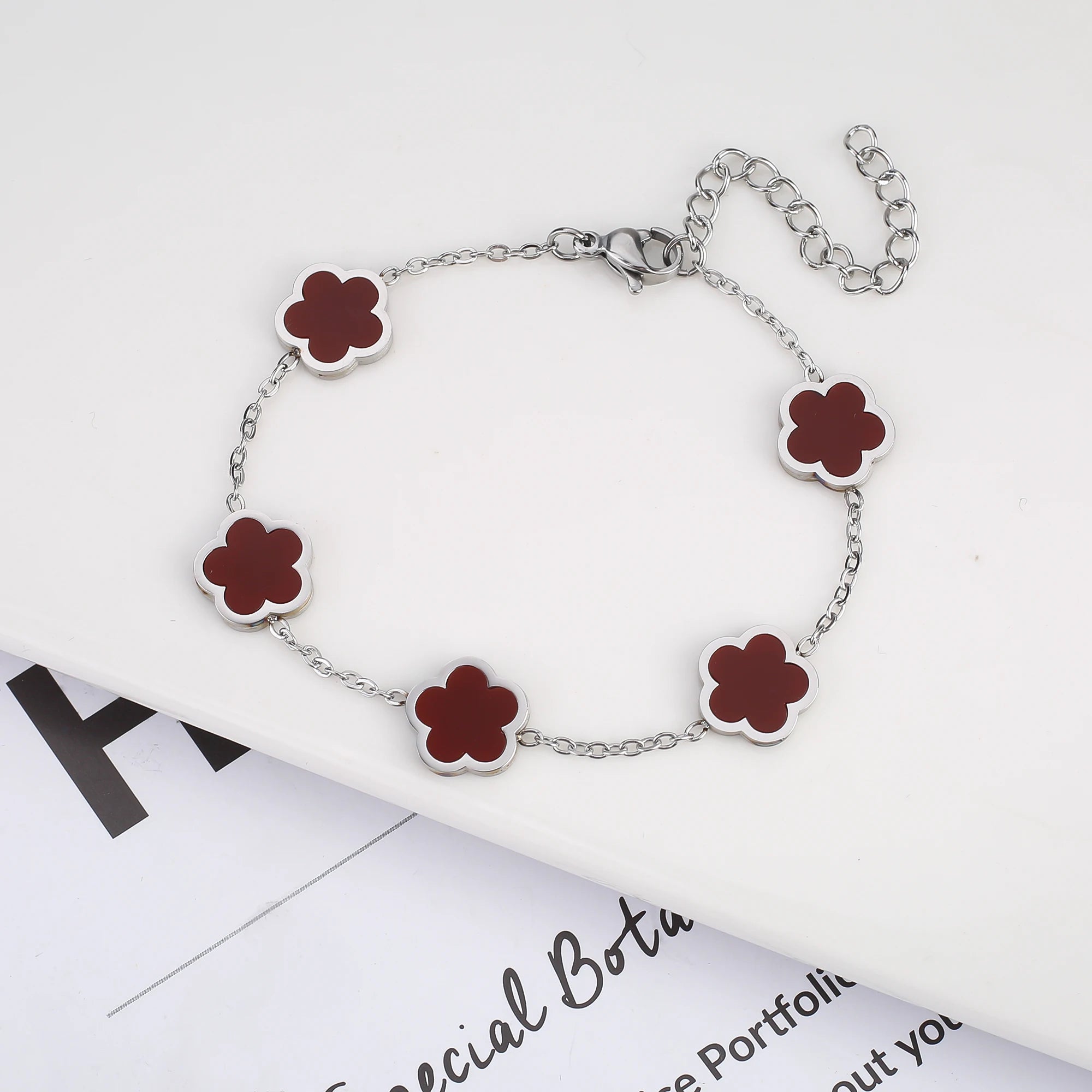 2025 Silver/Gold Plated New Stainless Steel Jewelry Bracelet Plum Blossom Five Leaf Flower Women's High Quality Clover