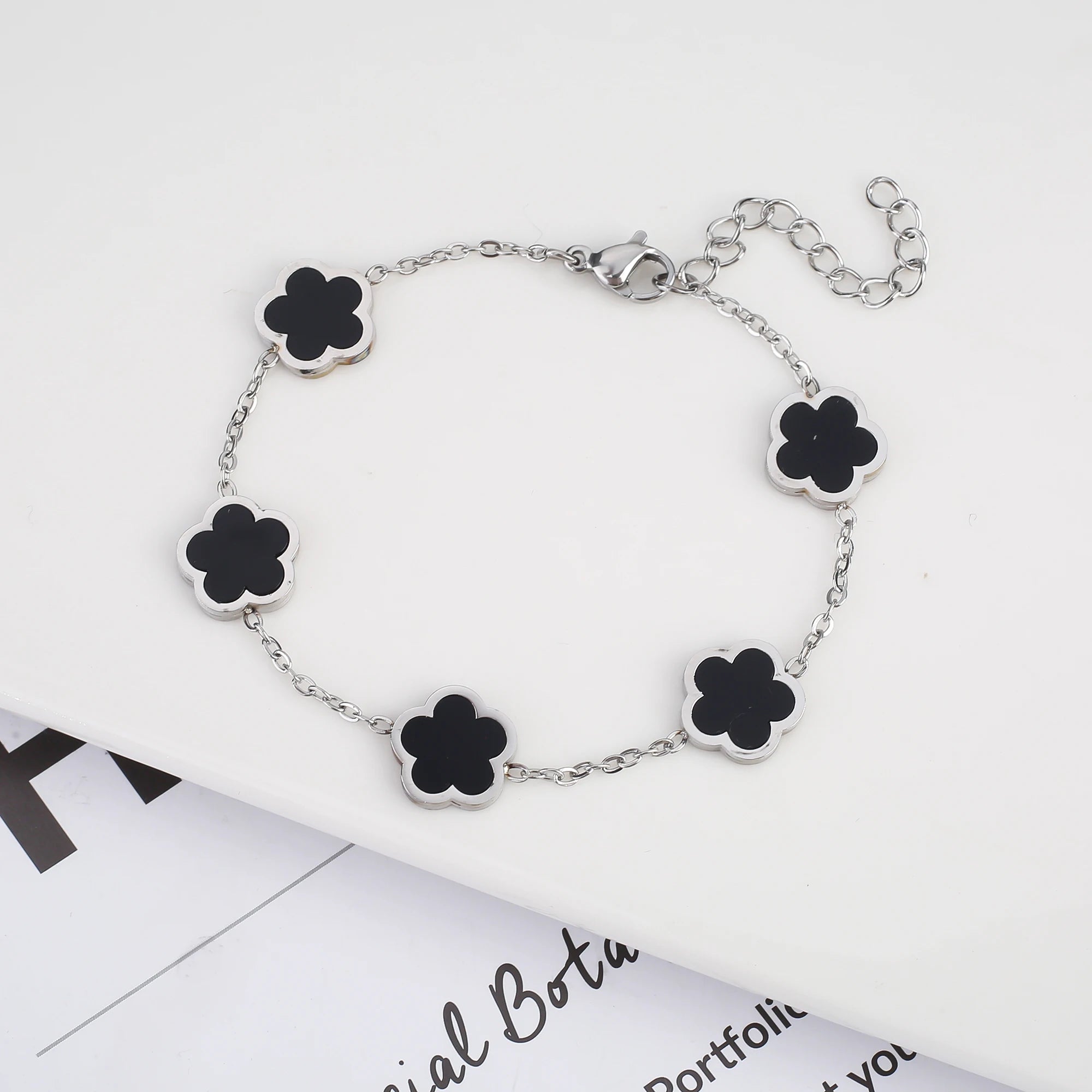 2025 Silver/Gold Plated New Stainless Steel Jewelry Bracelet Plum Blossom Five Leaf Flower Women's High Quality Clover