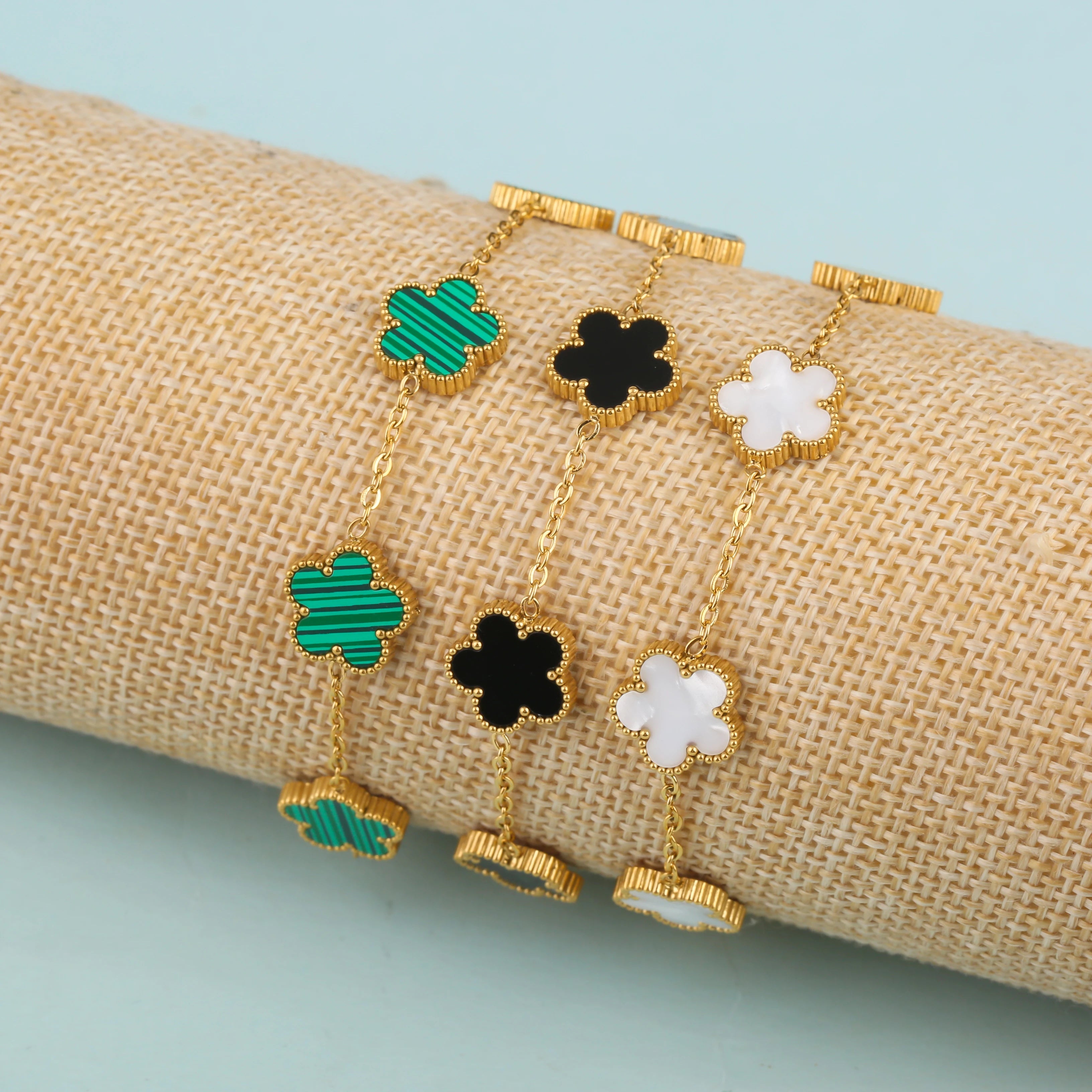 2025 Silver/Gold Plated New Stainless Steel Jewelry Bracelet Plum Blossom Five Leaf Flower Women's High Quality Clover