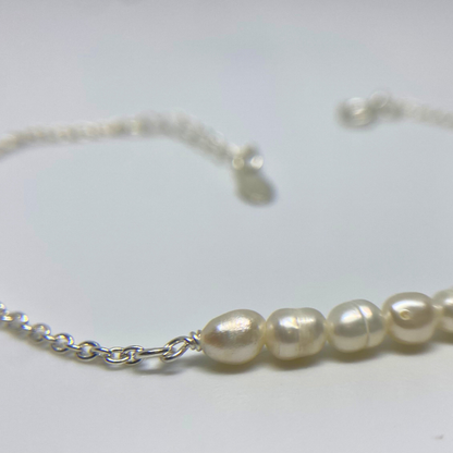 Pulseria de Prata com Perolas Delicadas