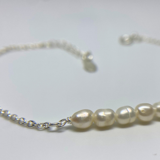 Pulseria de Prata com Perolas Delicadas